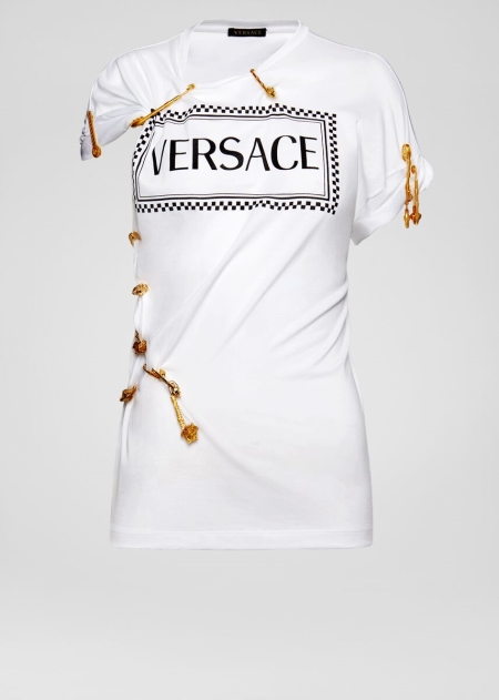 Versace Medusa Safety Pin 90s Vintage Logo T-shirt Dam - 398405YQT